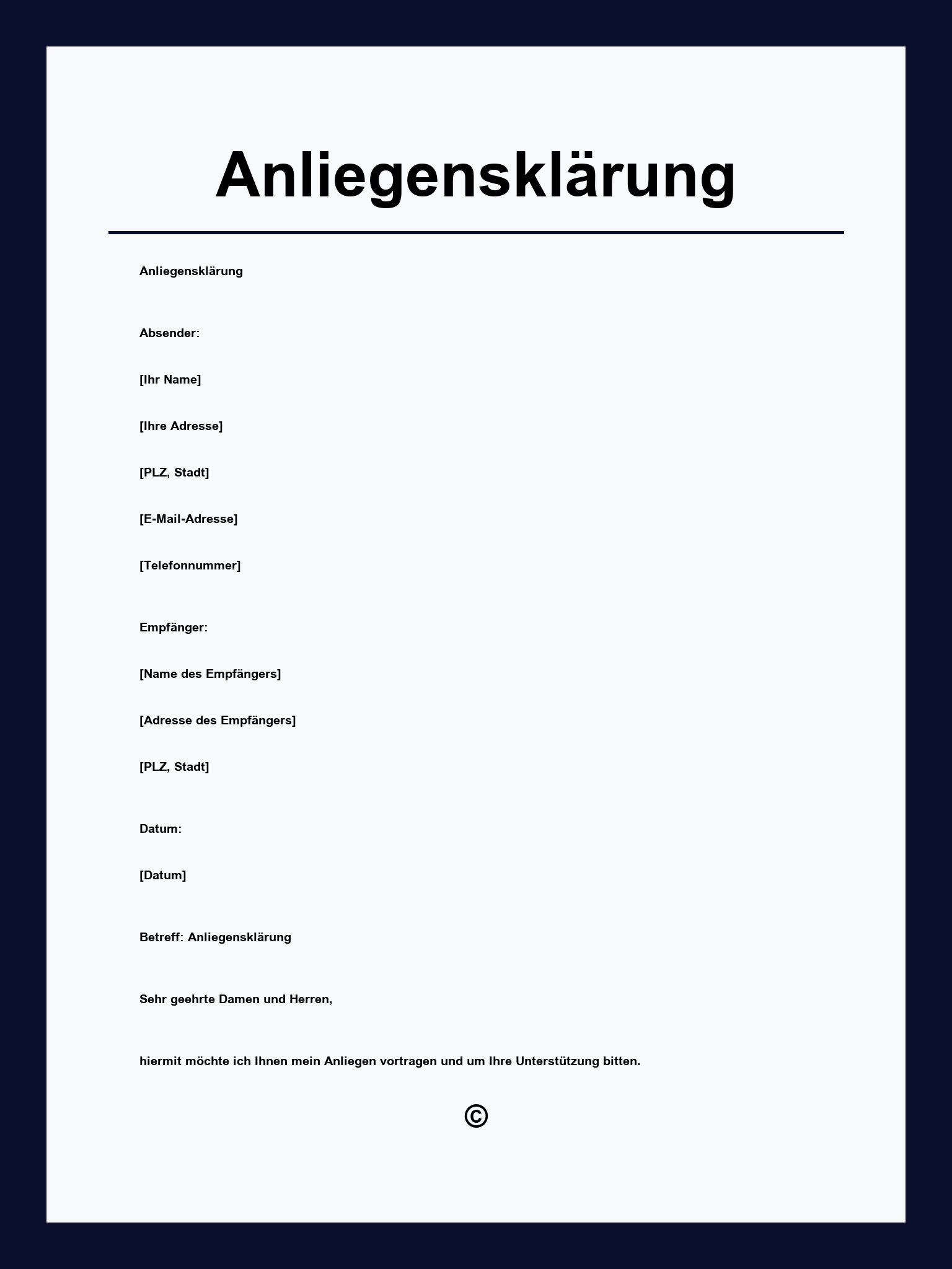 Anliegensklärung