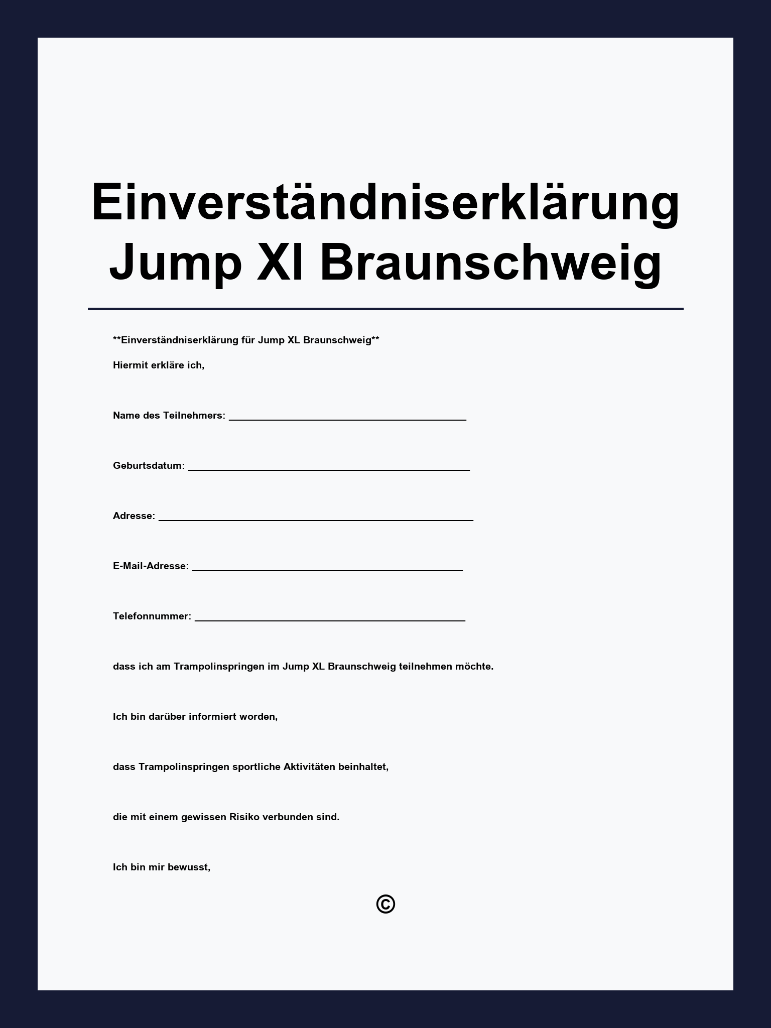 Einverständniserklärung Jump Xl Braunschweig