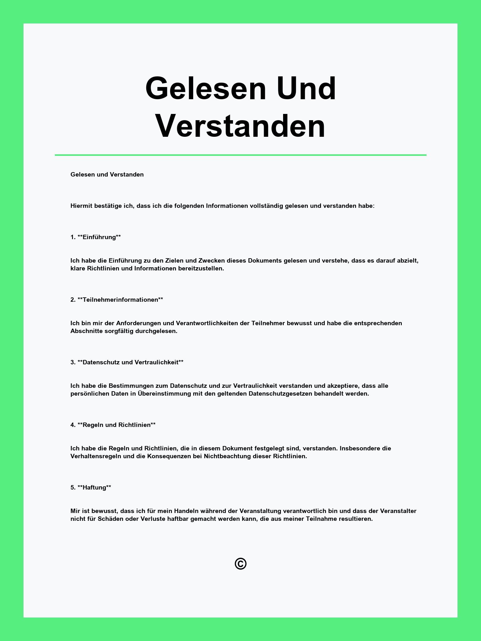 Gelesen Und Verstanden Vorlage