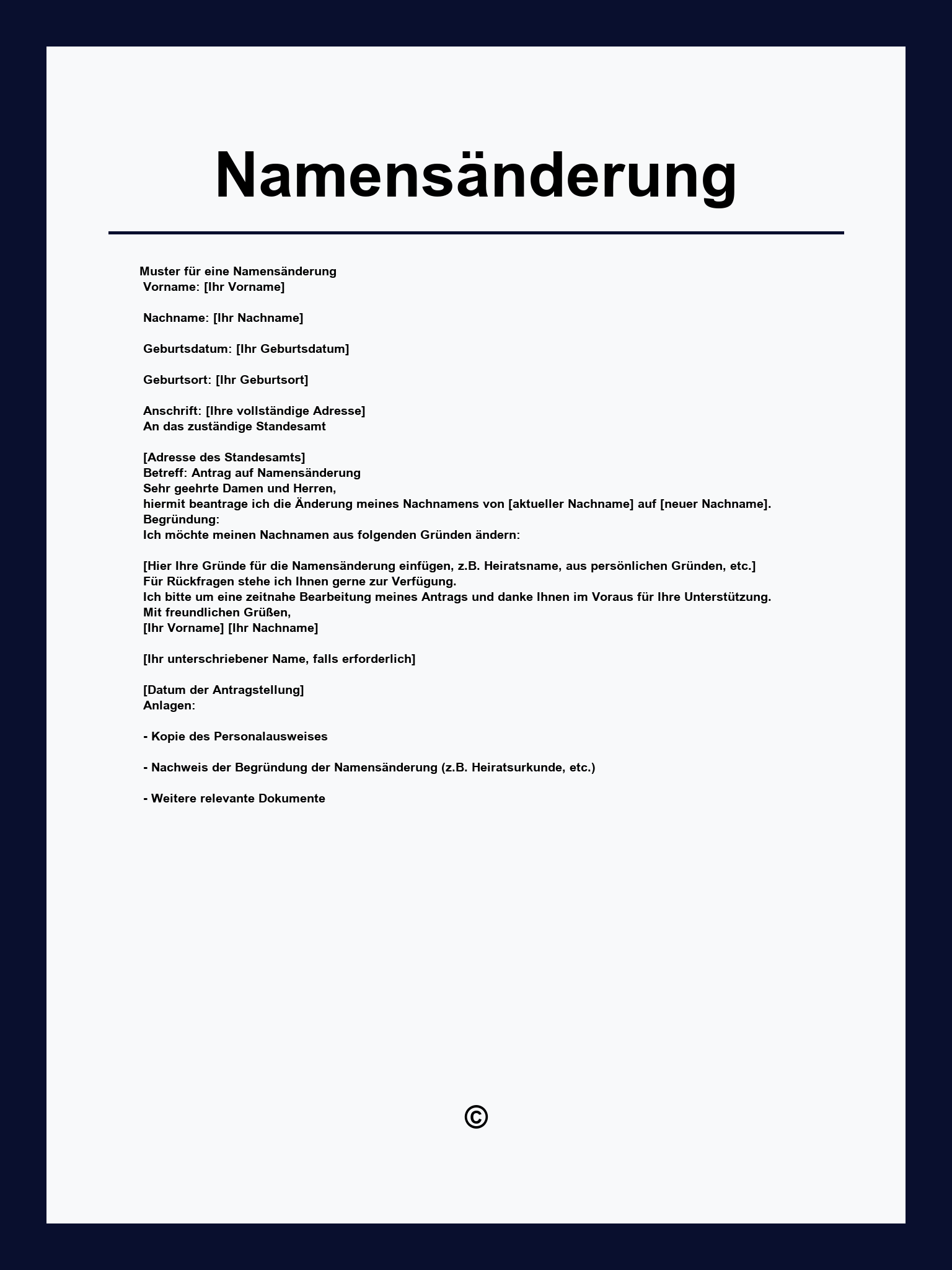 Namensänderung Vorlage