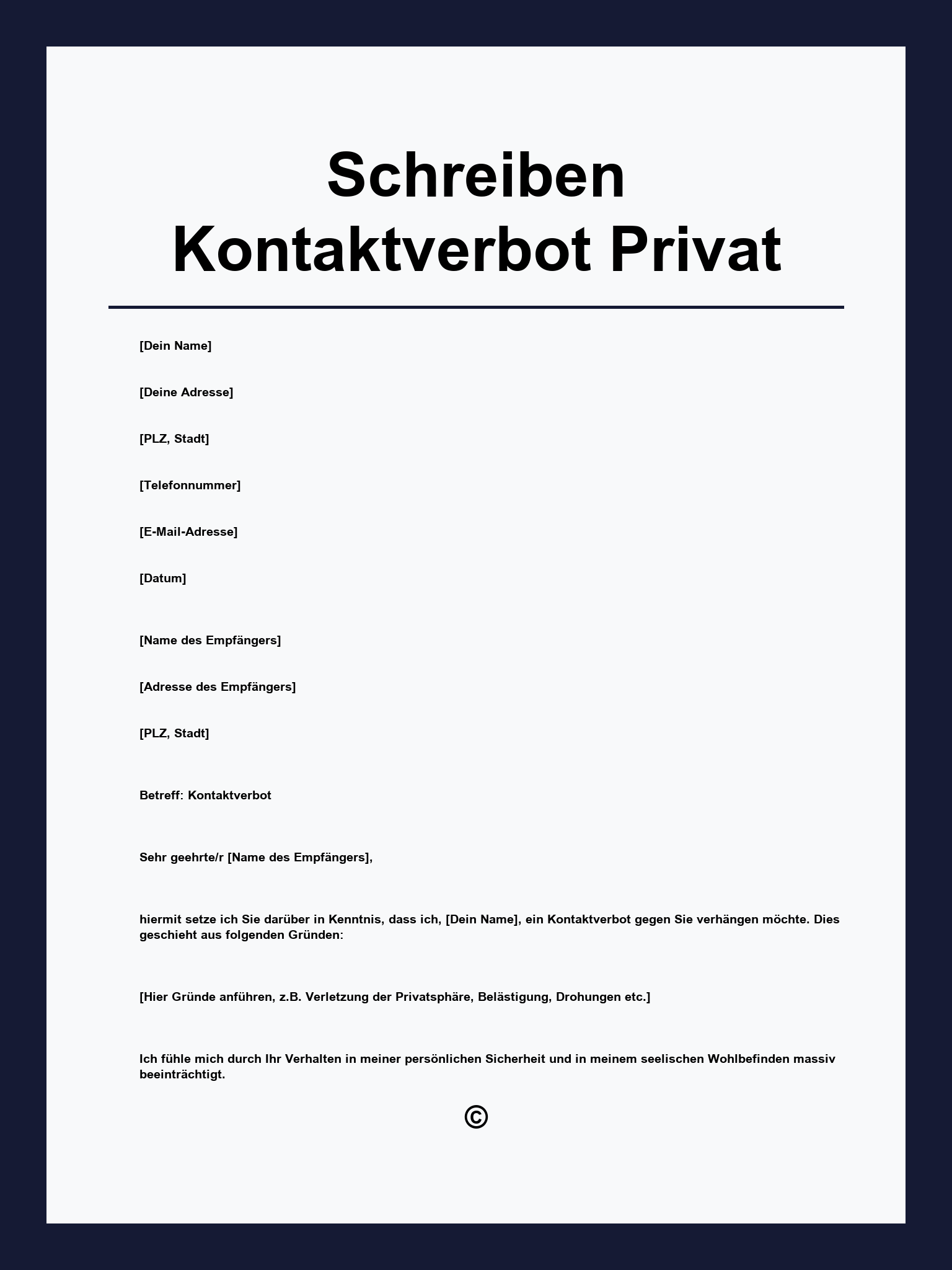 Musterschreiben Kontaktverbot Privat
