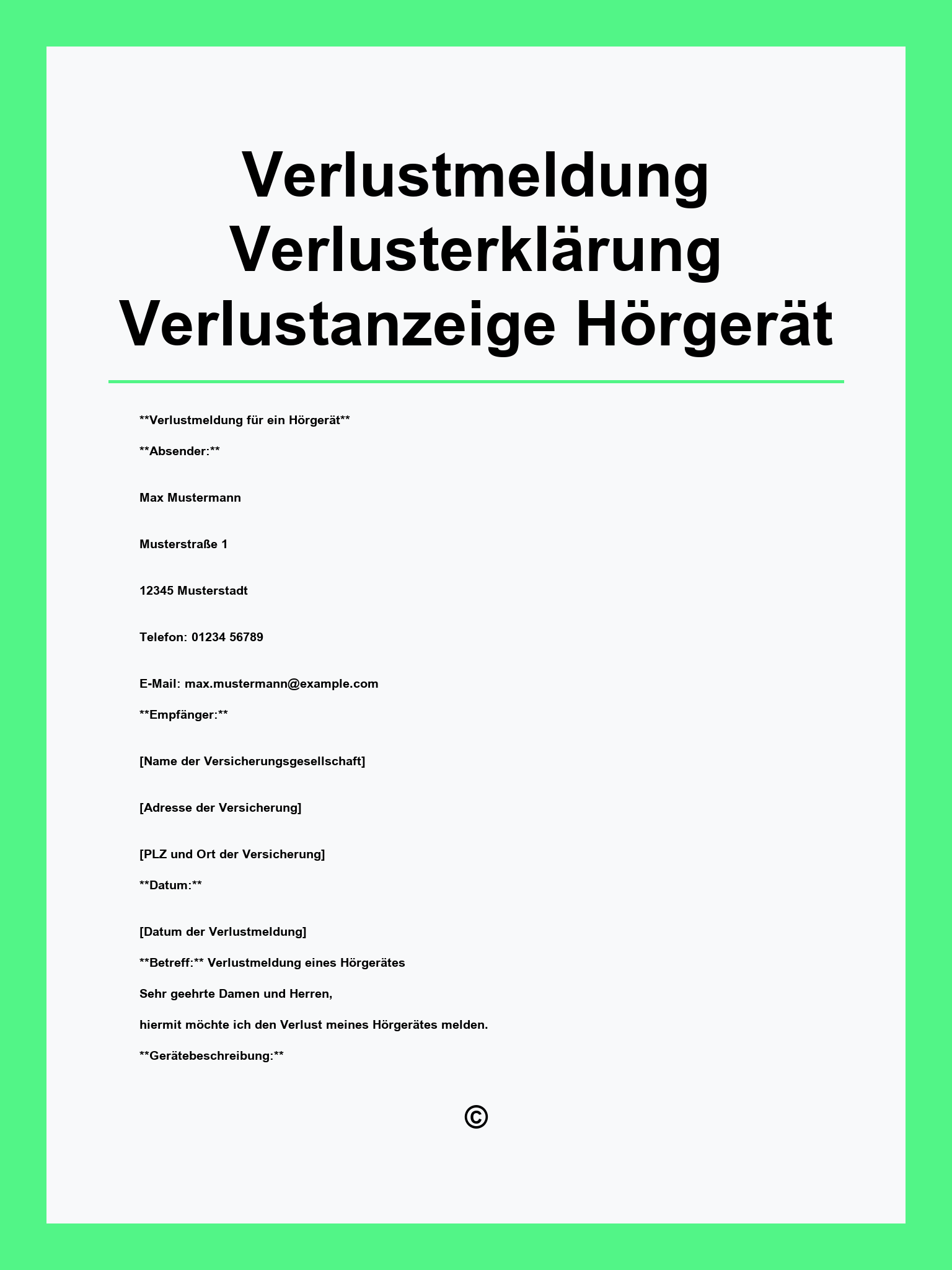 Verlustmeldung Verlusterkl rung Verlustanzeige H rger t Vorlage verlustmeldung-verlusterkl-rung-verlustanzeige-h-rger-t-vorlage